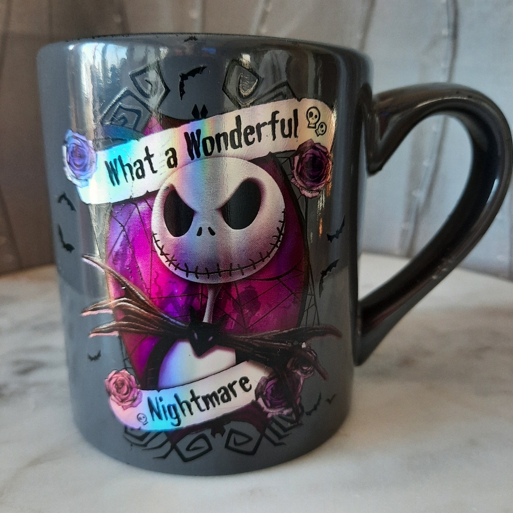 Disneys Tim Burton NBC Coffee Mug Gray Purple Jack Skellington 14oz